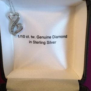 Genuine Diamond - Double Heart Necklace